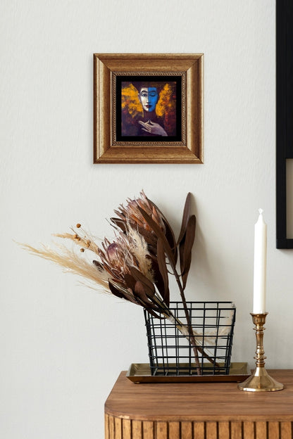 İki Ruh Hali Kadın Çerçeveli Taş Tablo 20 cm