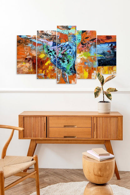 Düşündüren Kadın Dans 5 Parçalı Mdf Tablo 60 x 100