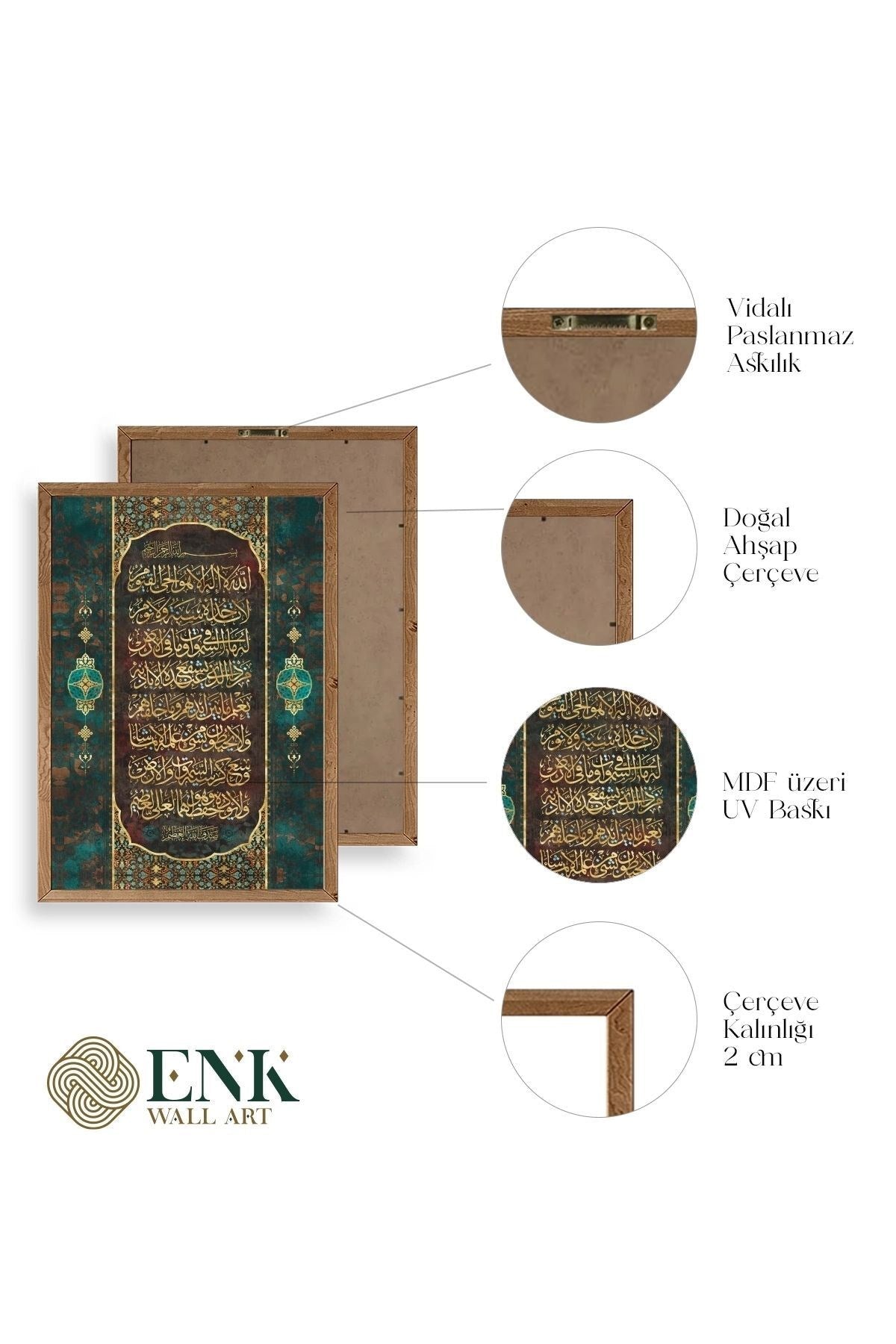 Hat Yazısı Dua Ahşap Çerçeveli Tablo 30 x 42