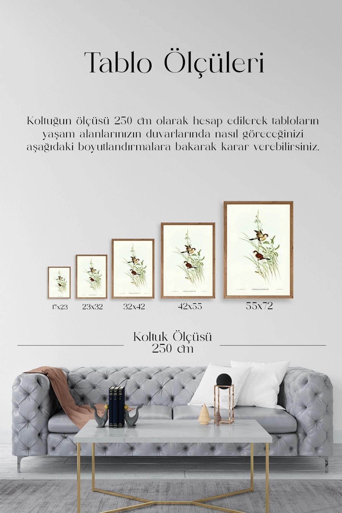 Kuşlar Ahşap Çerçeveli Tablo 50 x 70