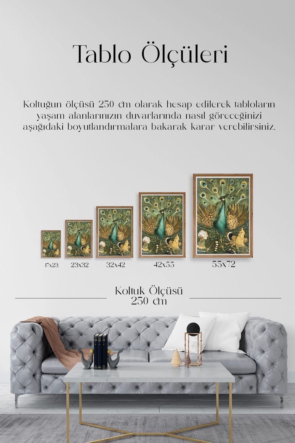 Nouveau Vintage Peacock Ahşap Çerçeveli Tablo 30 x 42