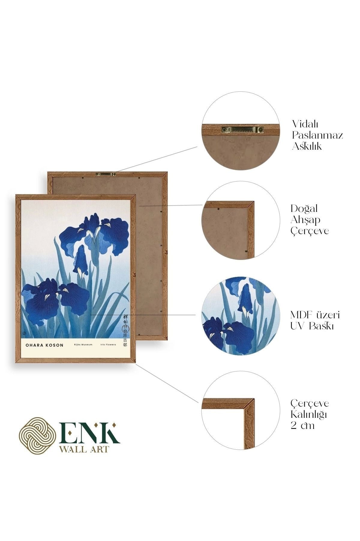 Vazodaki Çiçekler Üçlü Ahşap Çerçeveli Tablo 40 x 60