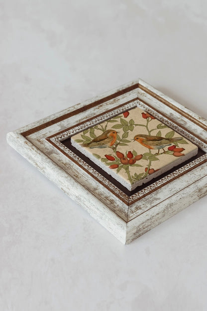 Kuş Çerçeveli Taş Tablo , Çerçeveli Taş Duvar Dekoru - Enkcrcvtbl-00091 20 cm