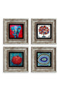 Mistik 4 lü Set Çerçeveli Taş Tablo 20 cm