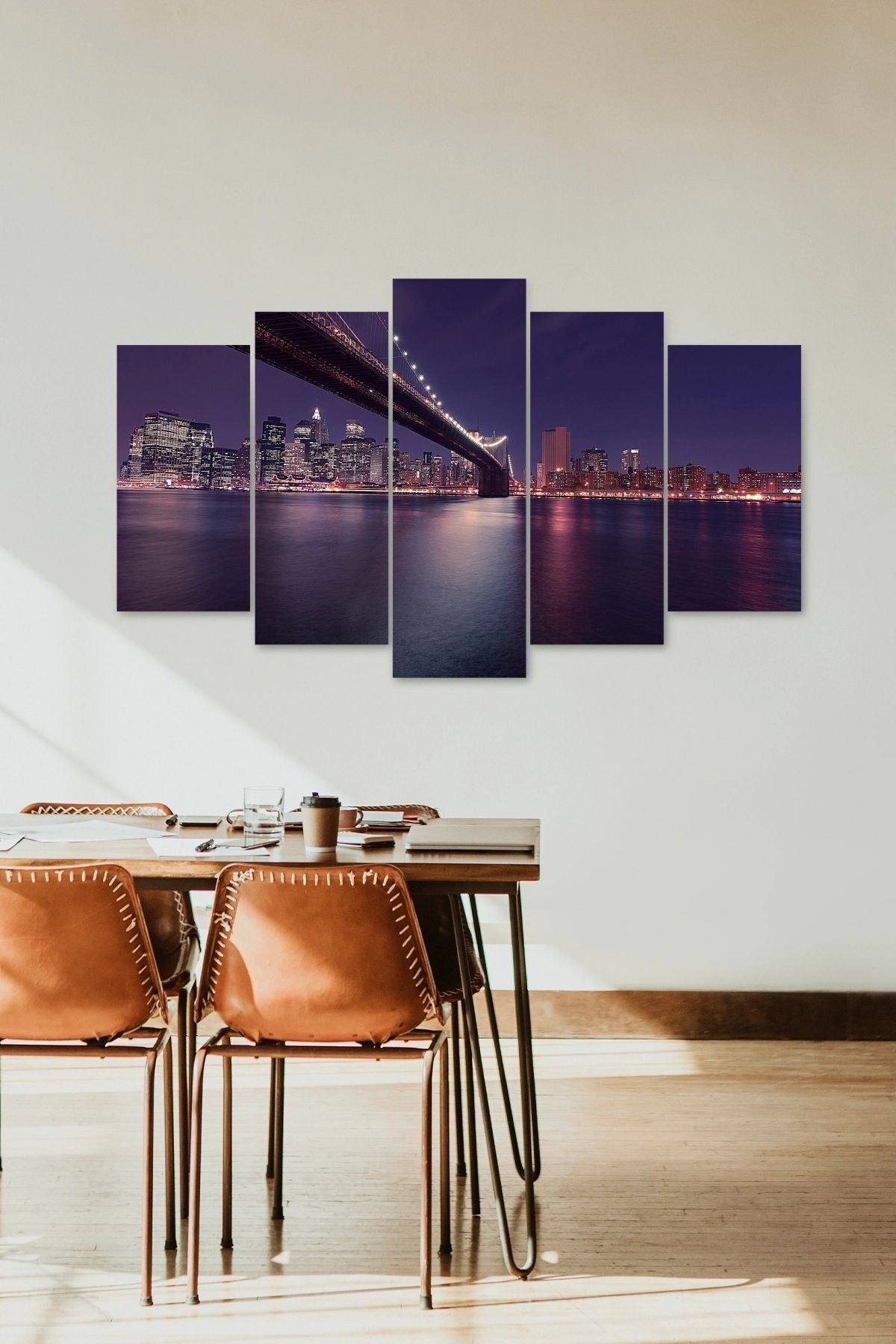 Şehir ve Deniz 5 Parçalı Mdf Tablo 60 x 100