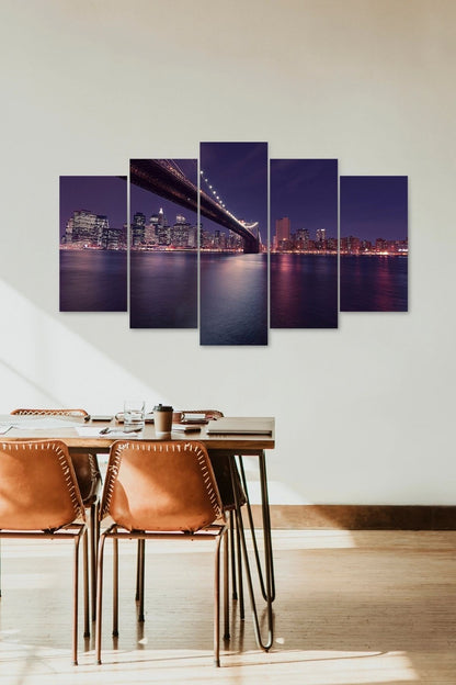 Şehir ve Deniz 5 Parçalı Mdf Tablo 60 x 100
