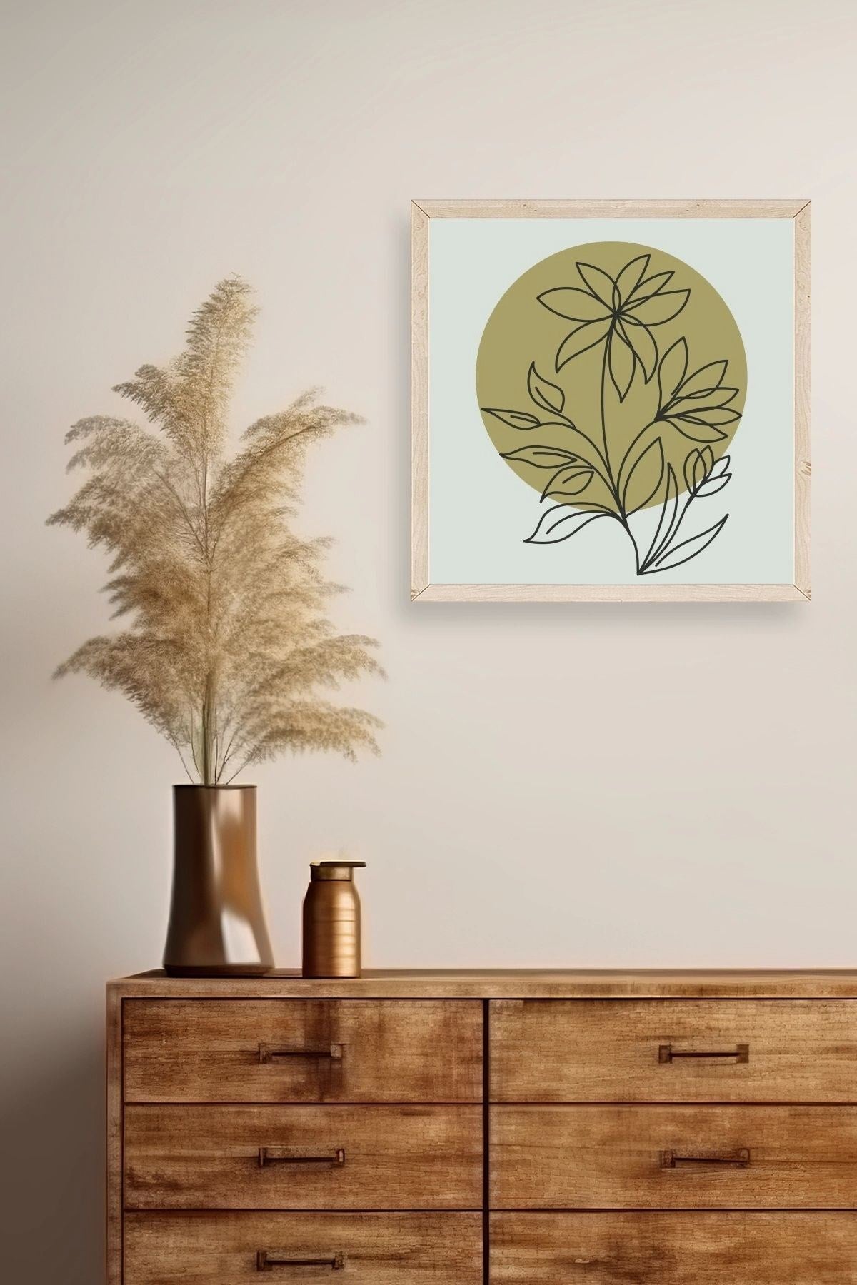 Çiçek Ahşap Çerçeveli Tablo 23 x 23