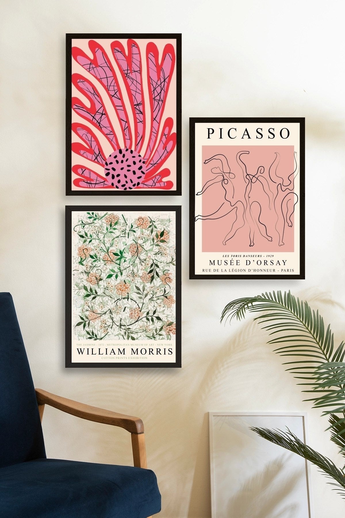 Ünlü Tablolar Üçlü Ahşap Çerçeveli Tablo 30 x 40