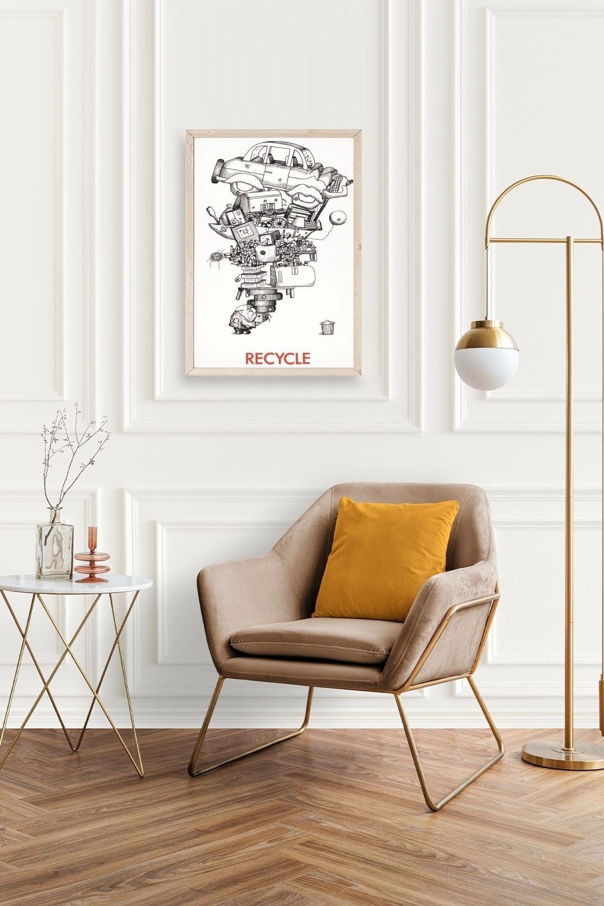 Recycle Ahşap Çerçeveli Tablo 23 x 30