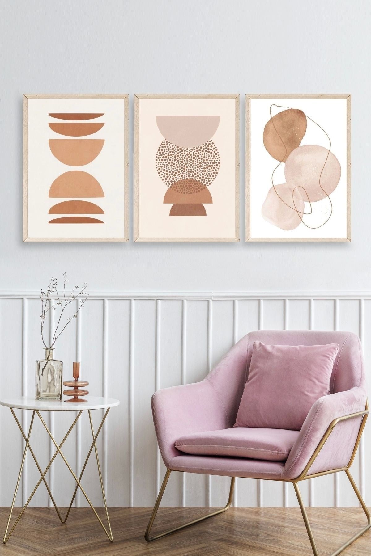 Modern Üçlü Ahşap Çerçeveli Tablo 23 x 30