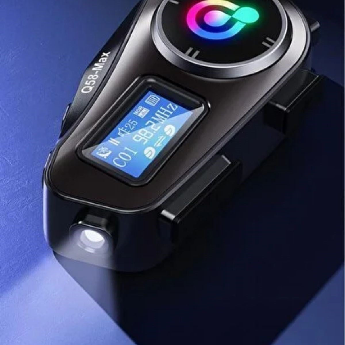 BUFFER® Q58 Motorsikletler İçin Fener Özellikli SD Kart Bölümlü LCD Ekranlı Kablosuz Bluetooth Kulaklıklı – Suya Dayanıklı Kask Kulaklığı