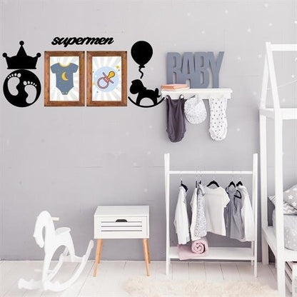 BUFFER® DECO103 Supermen Dekoratif Duvar Süsü Tablo Aksesuar Ahşap Tasarım Hediye Pano Sticker Seti