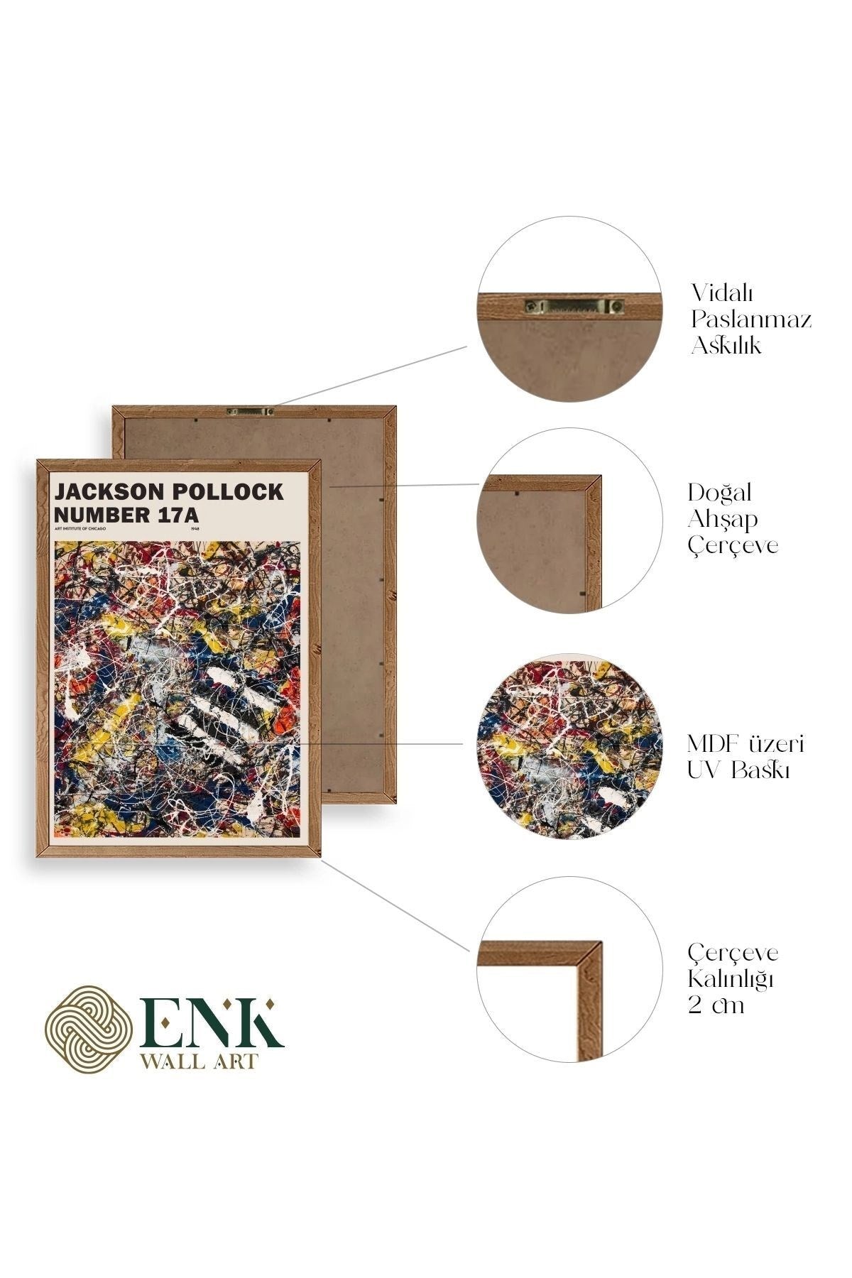 Jackson Polloc Ahşap Çerçeveli Tablo 30 x 42