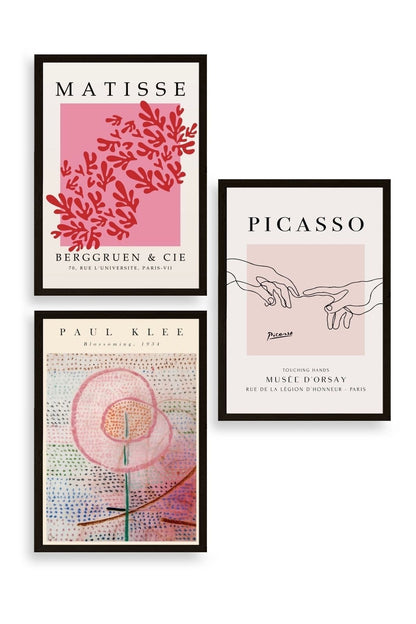 Ünlü Tablolar Üçlü Ahşap Çerçeveli Tablo 23 x 30