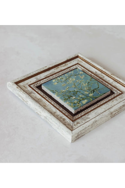 Vincent Van Gogh Çerçeveli Taş Tablo , Çerçeveli Taş Duvar Dekoru 20 cm