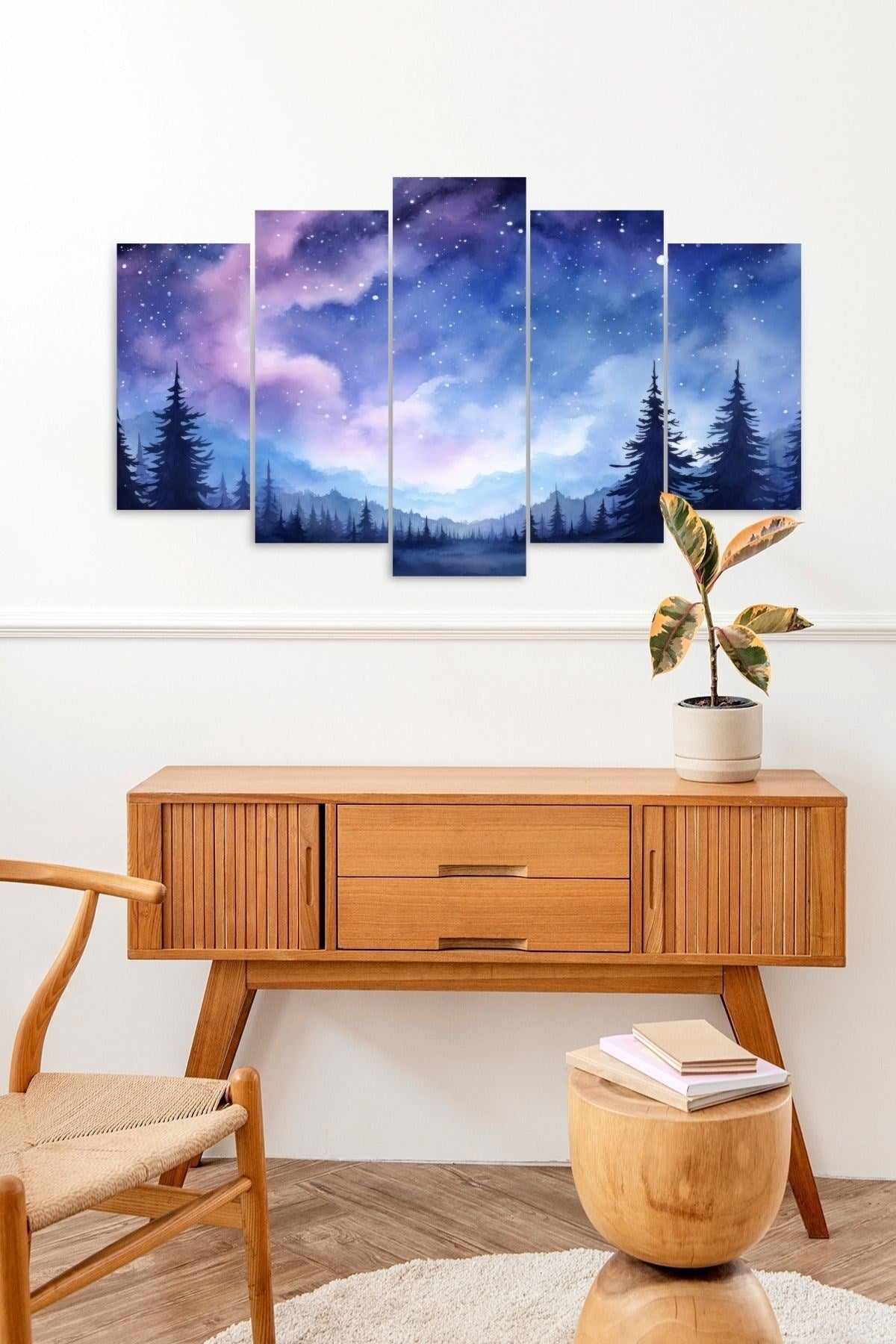Gökyüzü Manzarası 5 Parçalı Mdf Tablo 60 x 100