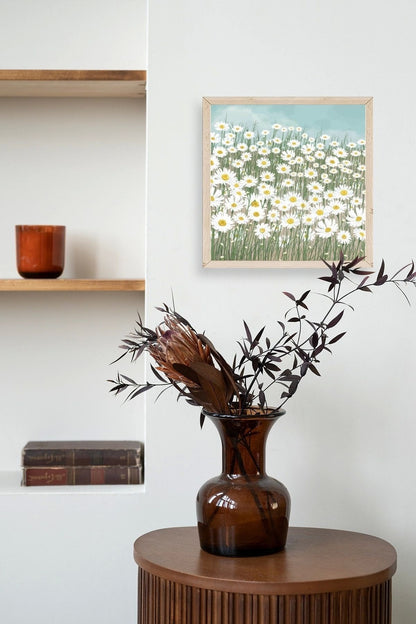 Çiçekler Ahşap Çerçeveli Tablo 23 x 23