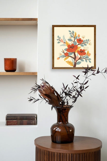 Çiçek Ahşap Çerçeveli Tablo 23 x 23