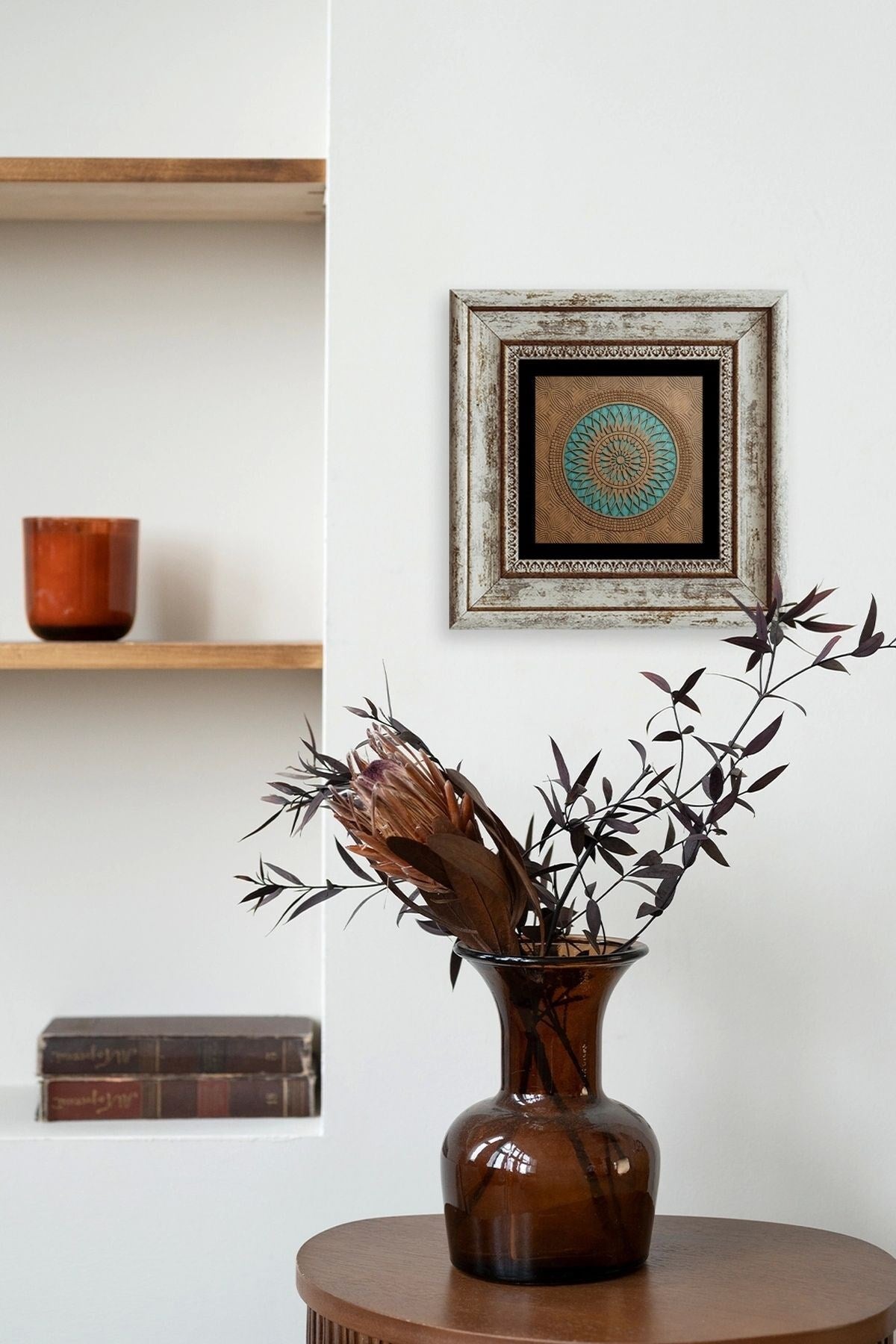 Motif Çerçeveli Taş Tablo 20 cm