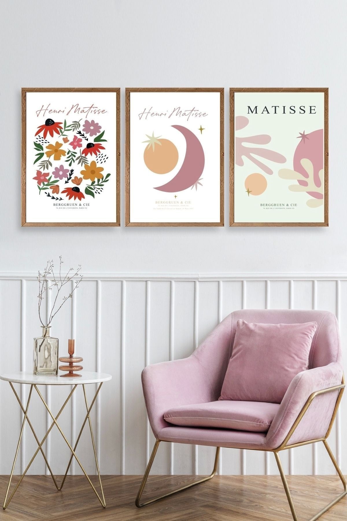 Matisse Üçlü Ahşap Çerçeveli Tablo 50 x 70