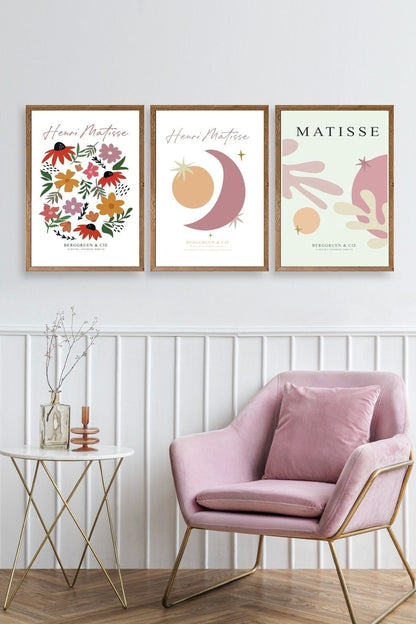 Matisse Üçlü Ahşap Çerçeveli Tablo 50 x 70