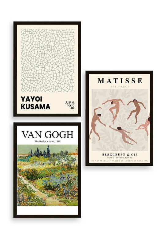 Ünlü Tablolar Üçlü Ahşap Çerçeveli Tablo 30 x 40