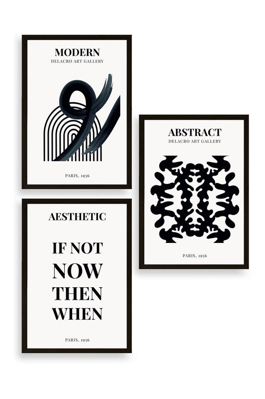 Modern Üçlü Ahşap Çerçeveli Tablo 50 x 70