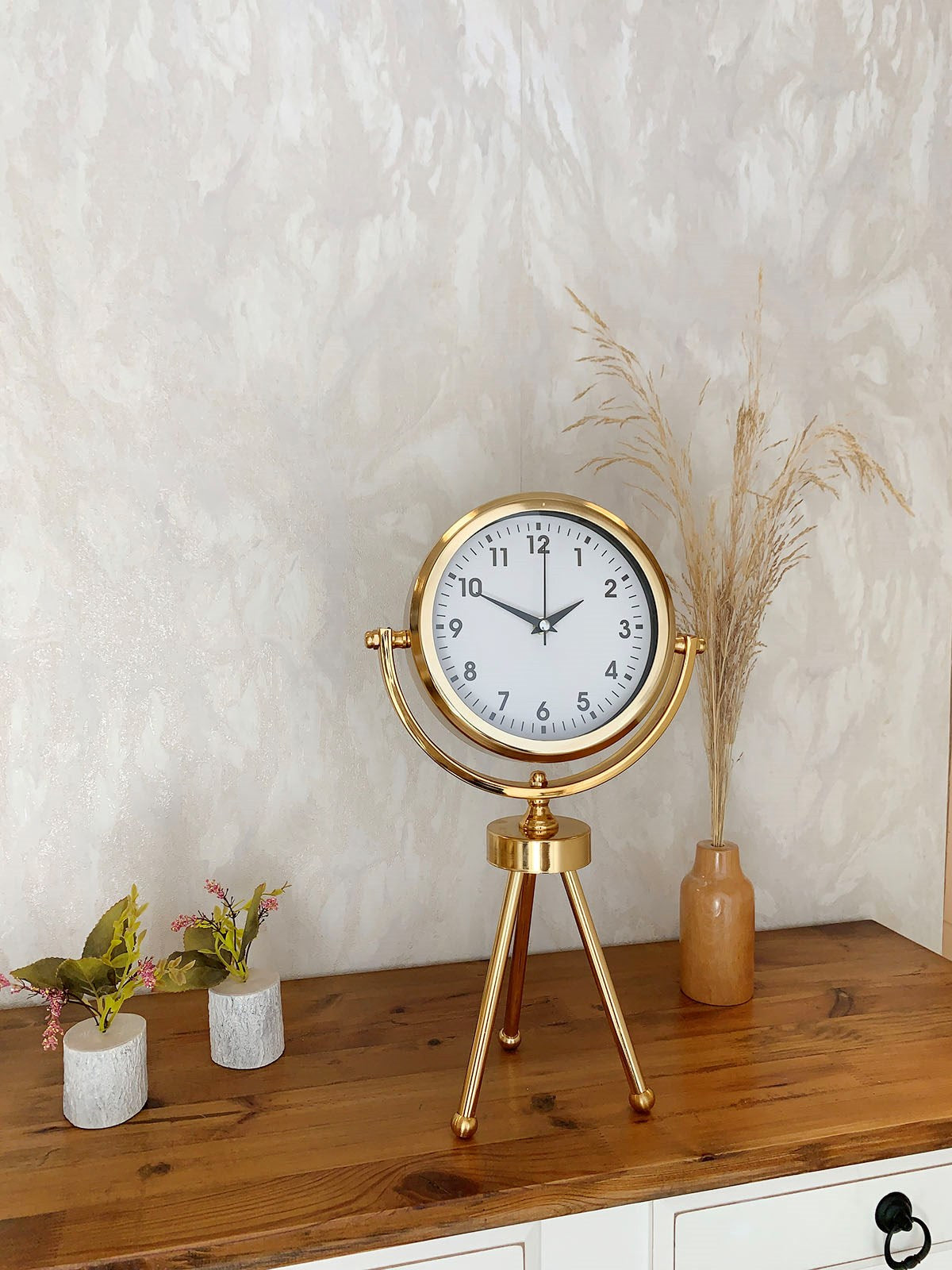 Zentime Gold Lüks Üç Ayaklı Masa Saati