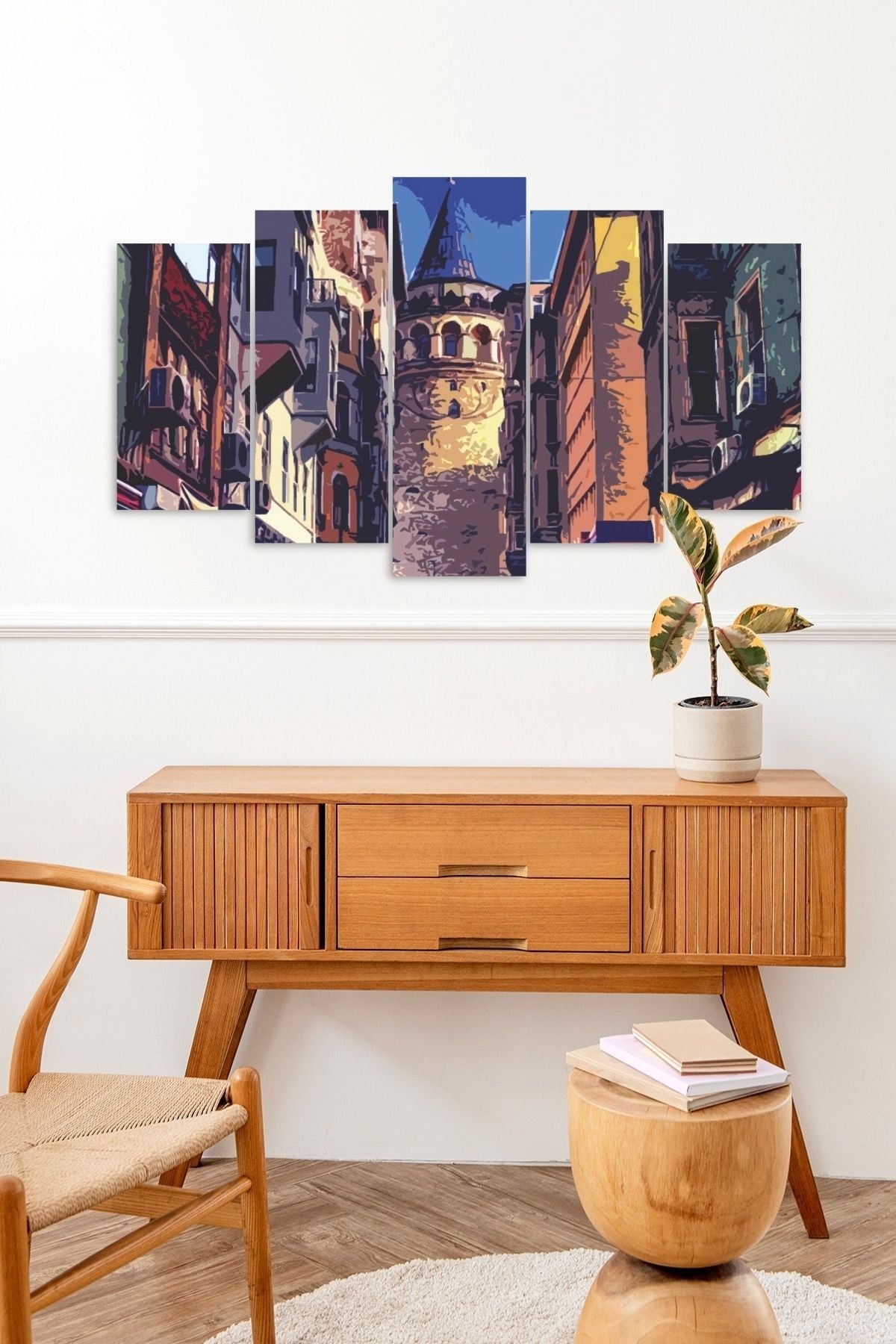 Şehir Manzarası 5 Parçalı Mdf Tablo 60 x 100