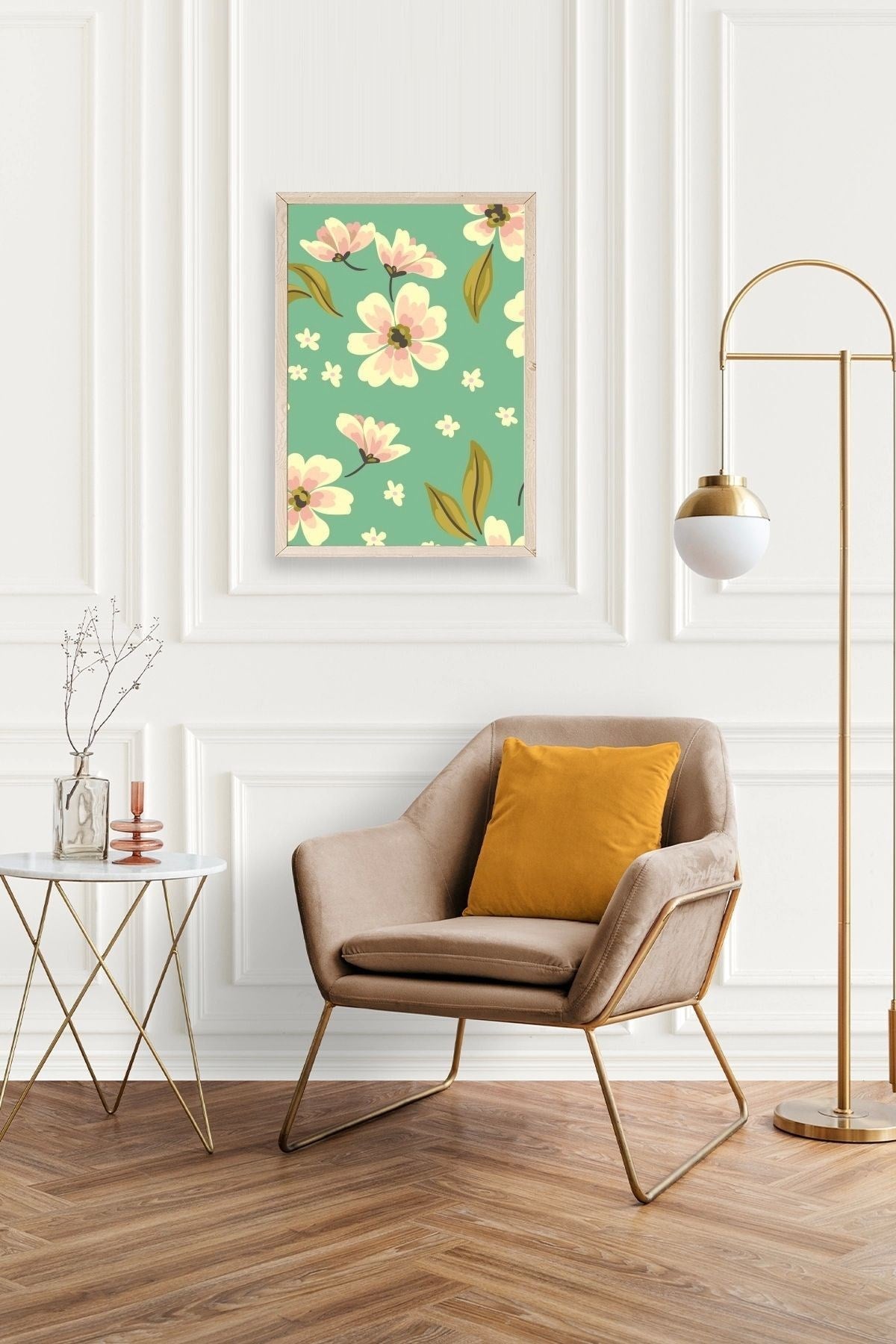 Çiçekler Ahşap Çerçeveli Tablo 30 x 42