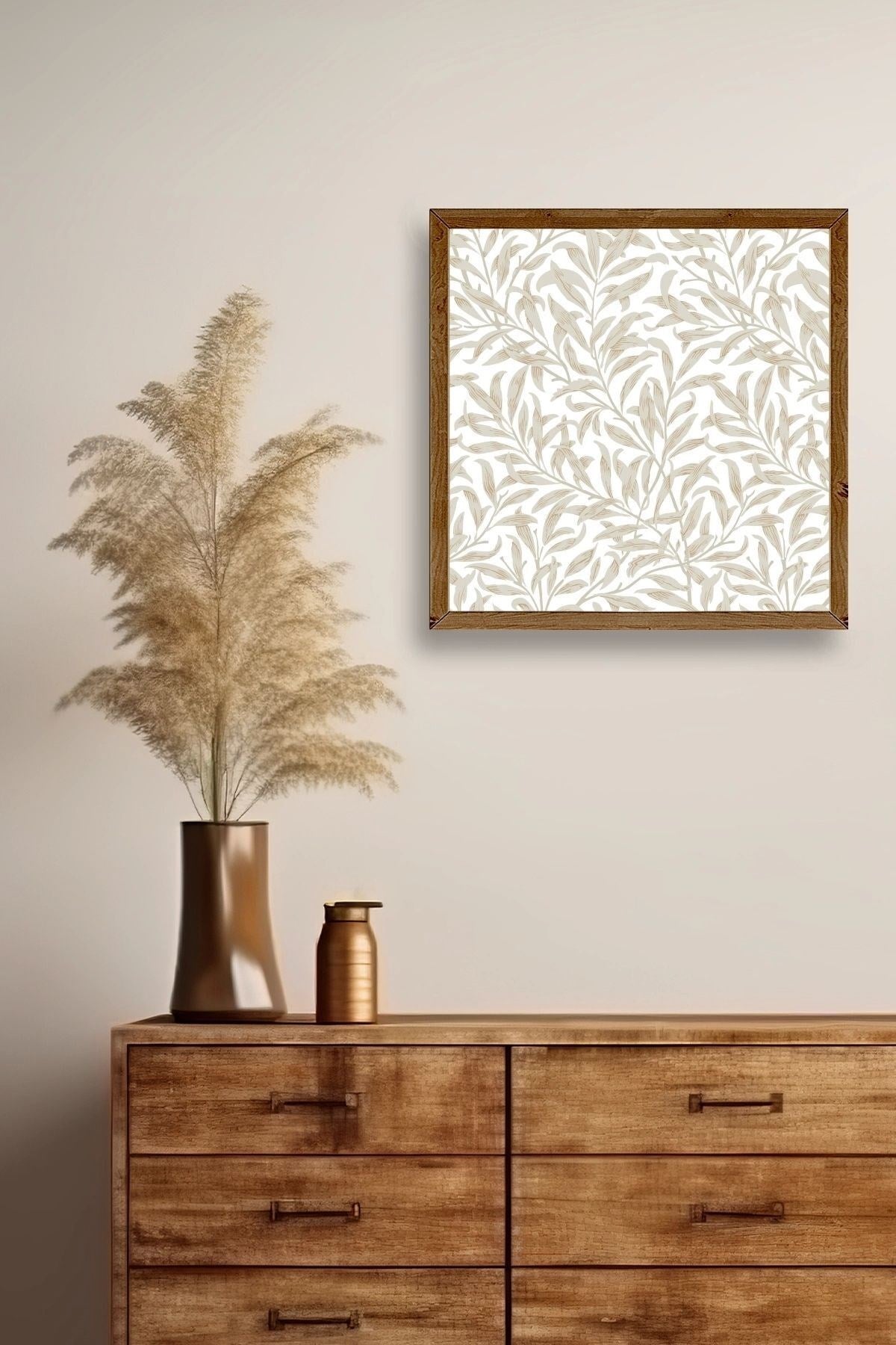 Yaprak Ahşap Çerçeveli Tablo 23 x 23