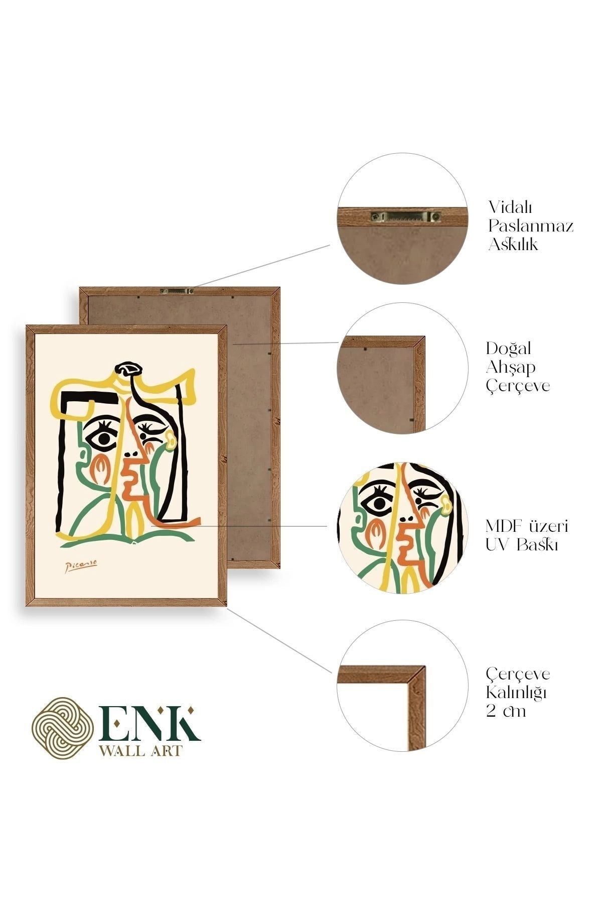 Picasso Üçlü Ahşap Çerçeveli Tablo 40 x 60