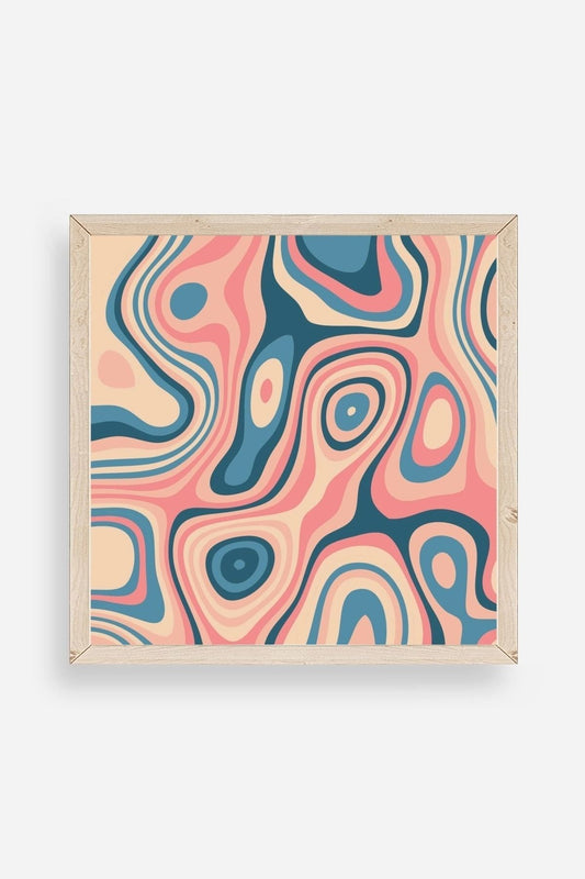 Soyut Ahşap Çerçeveli Tablo 50 x 50