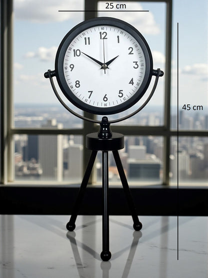 Zentime Siyah Zarif Üç Ayaklı Masa Saati