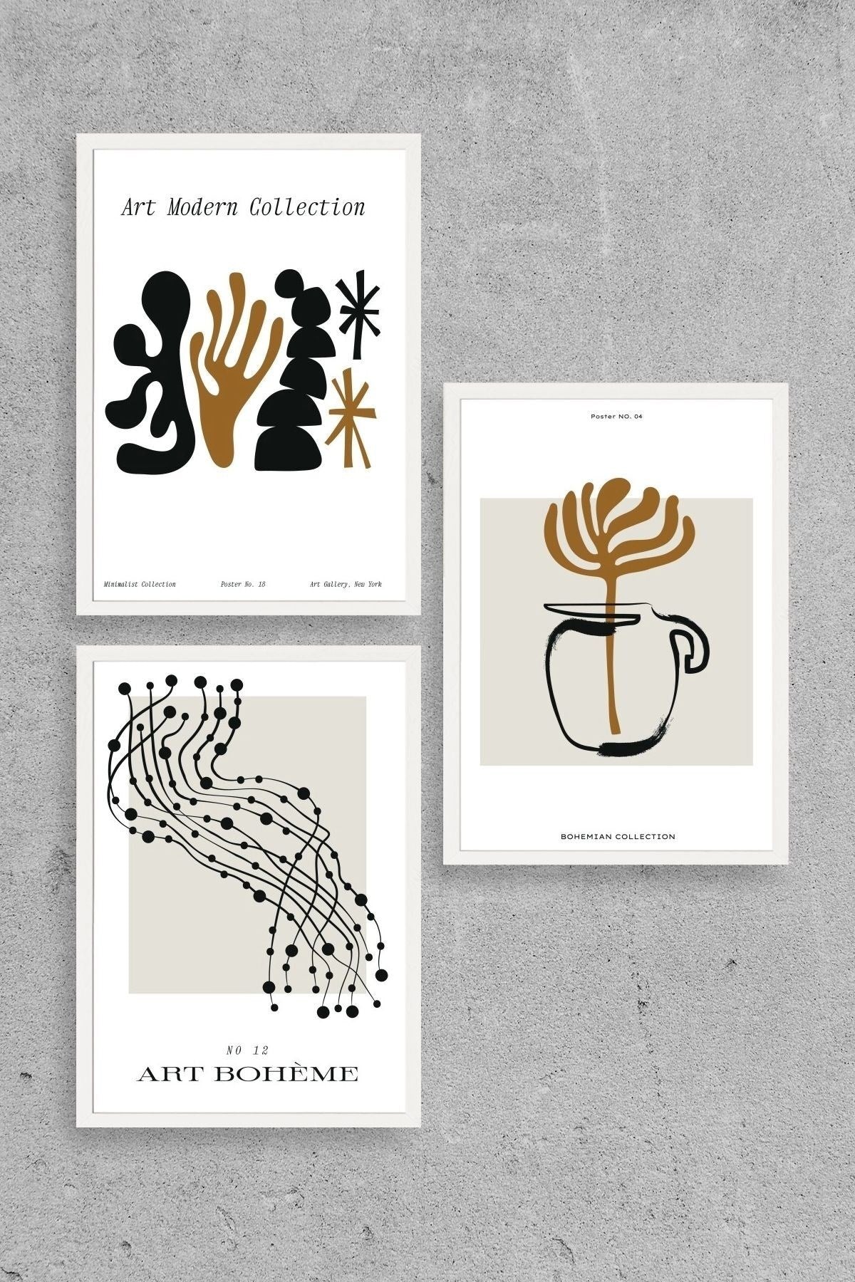 Modern Üçlü Ahşap Çerçeveli Tablo 30 x 40