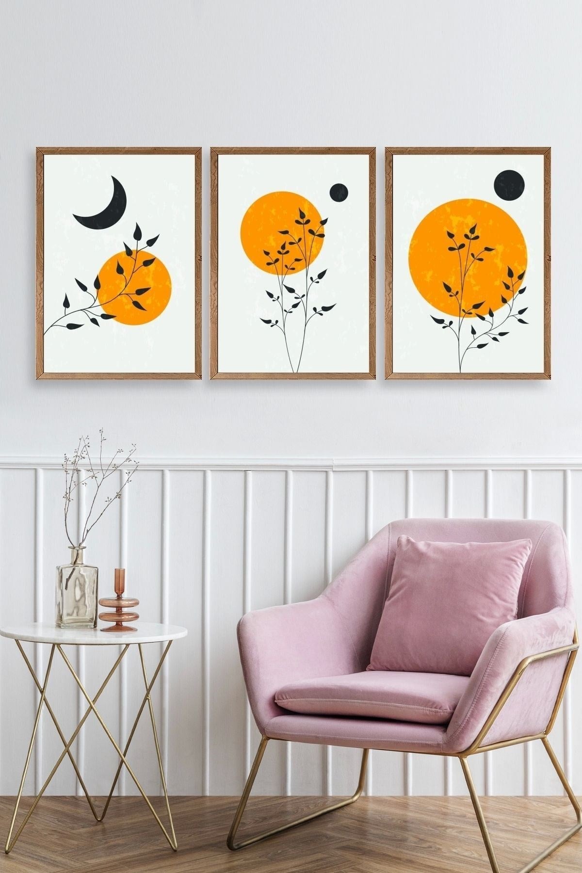 Manzara Üçlü Ahşap Çerçeveli Tablo 30 x 42