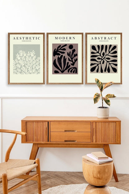 Modern Üçlü Ahşap Çerçeveli Tablo 50 x 70