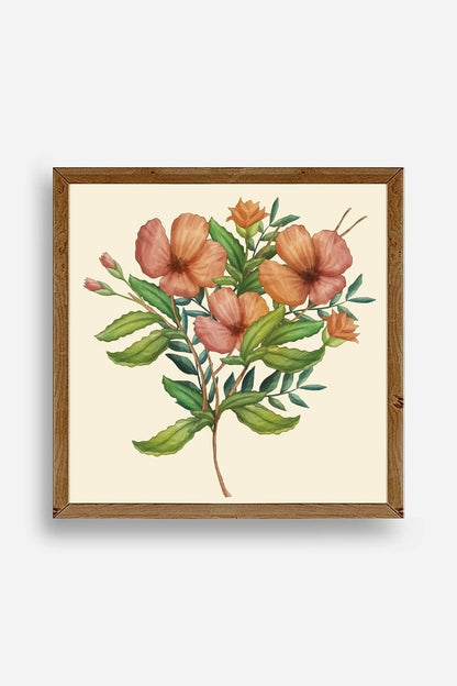 Çiçek Ahşap Çerçeveli Tablo 50 x 50