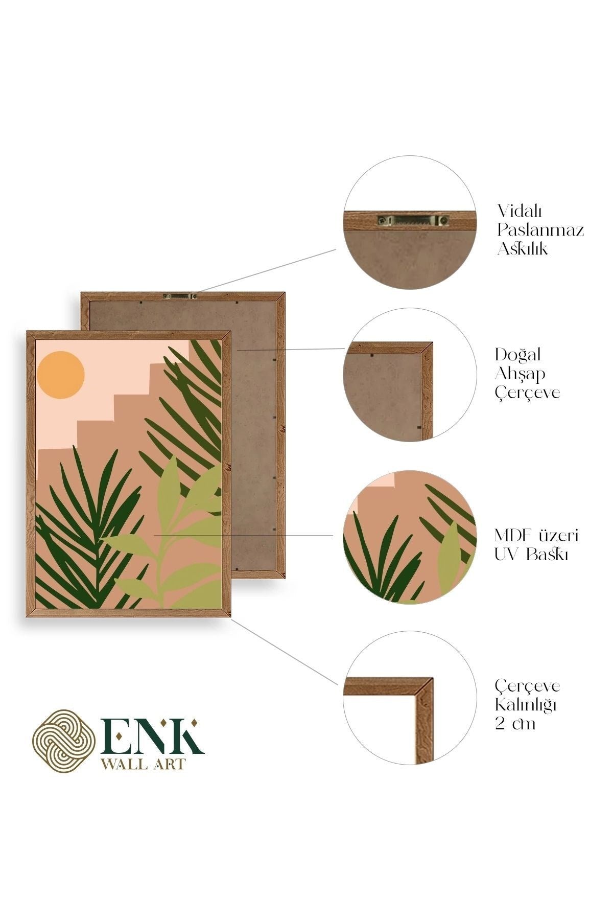 Düşündüren Çiçekli Üçlü Ahşap Çerçeveli Tablo 23 x 30