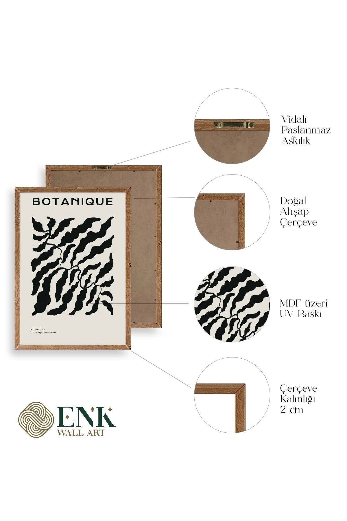 Soyut Ahşap Çerçeveli Tablo 30 x 42