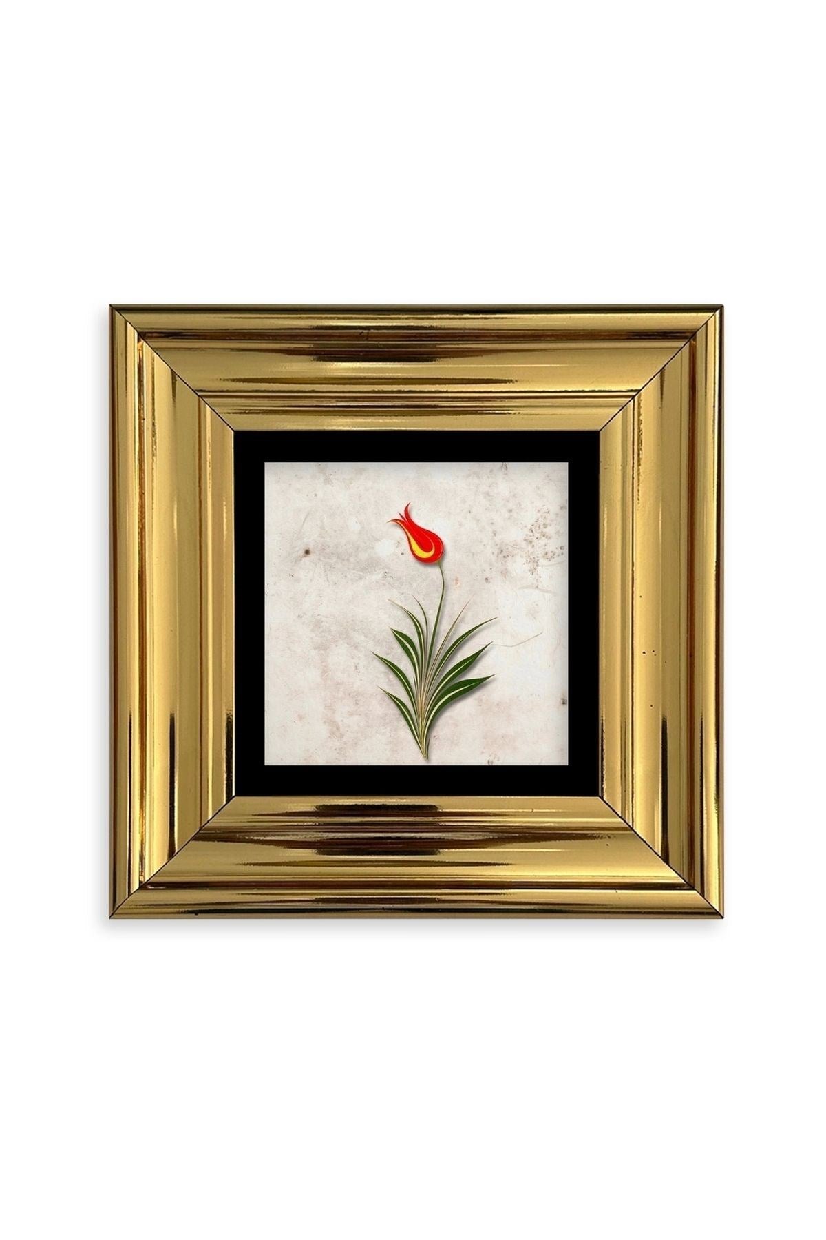 Ebru Lale Çerçeveli Taş Tablo 20 cm