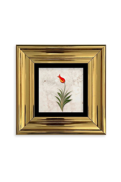 Ebru Lale Çerçeveli Taş Tablo 20 cm