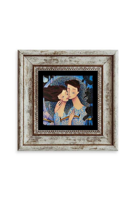 Sevgililer Çerçeveli Taş Tablo 20 cm