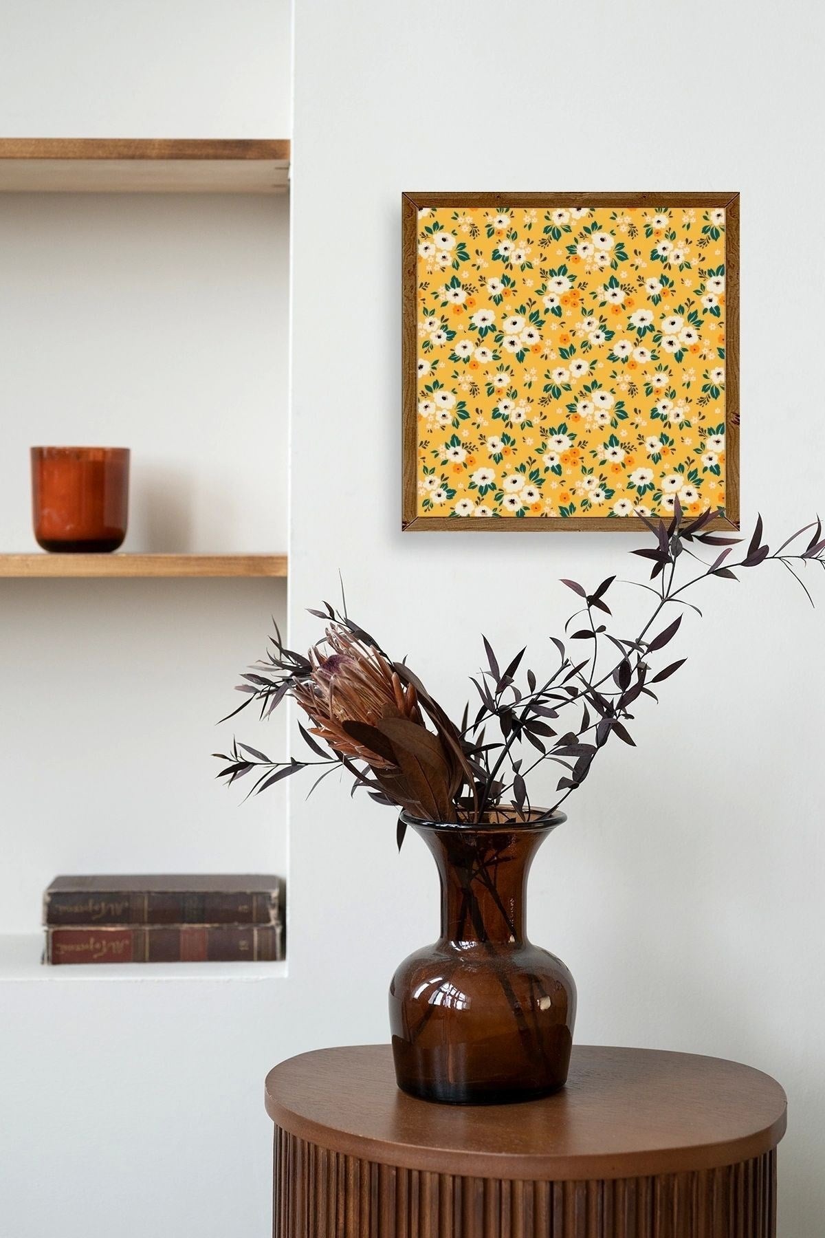 Çiçek Ahşap Çerçeveli Tablo 23 x 23