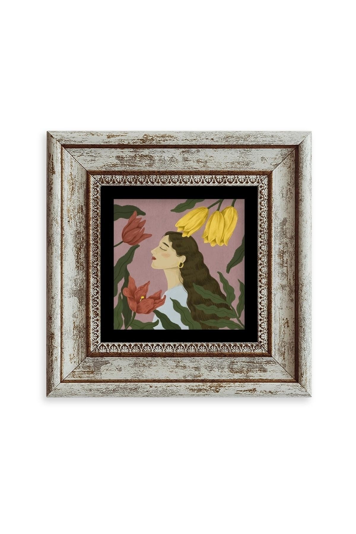 Kadın Çerçeveli Taş Tablo 20 cm