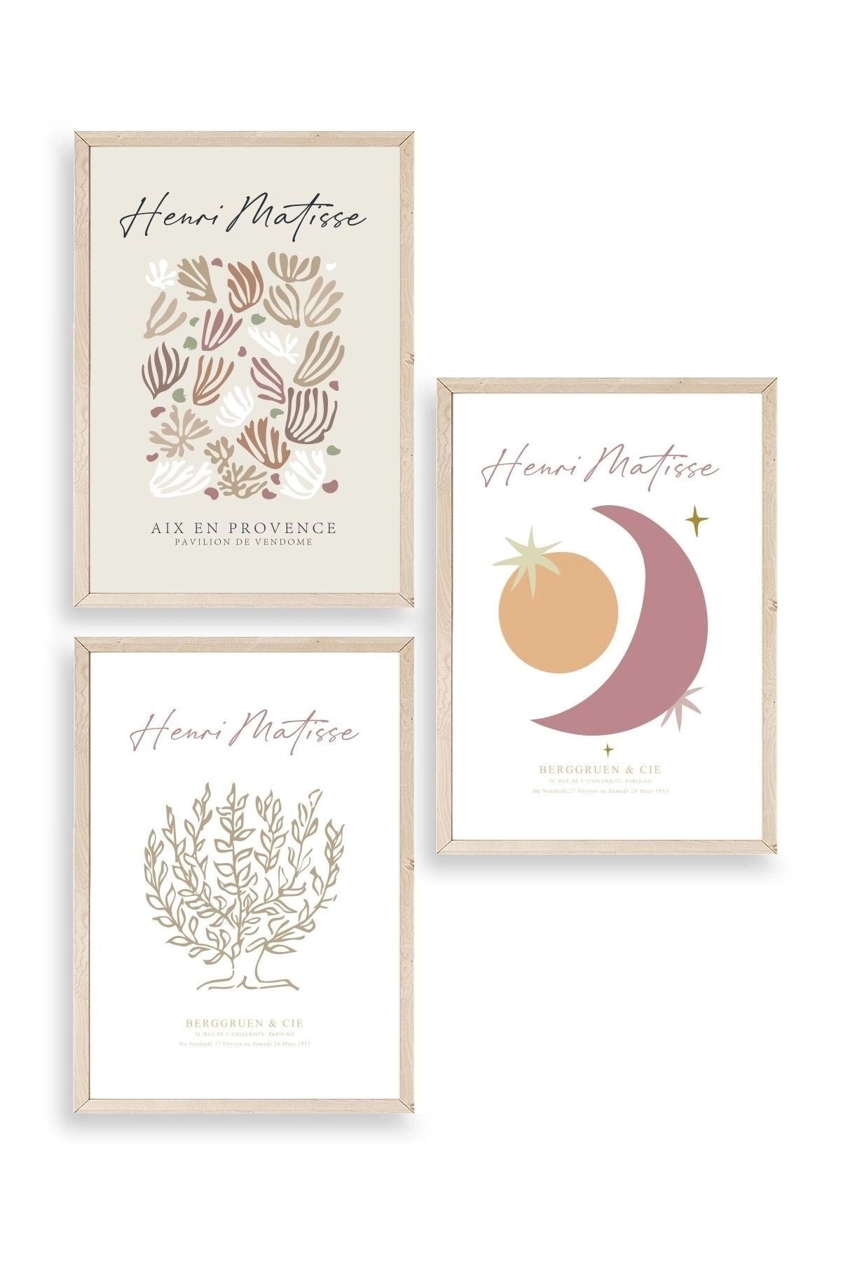 Matisse Üçlü Ahşap Çerçeveli Tablo 23 x 30