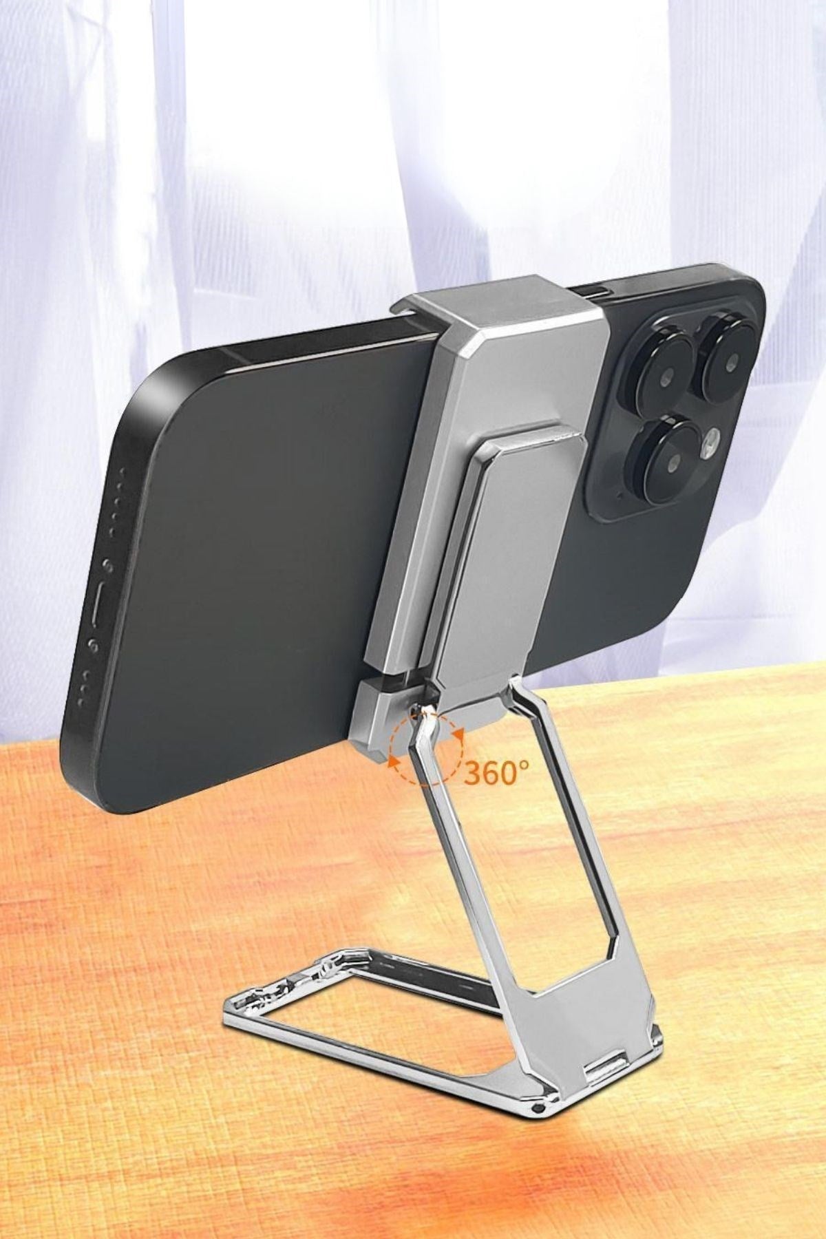 BUFFER®  360 derece Dönen Tüm Telefon Tipleri İle Uyumlu Metal Telefon Standı Braket