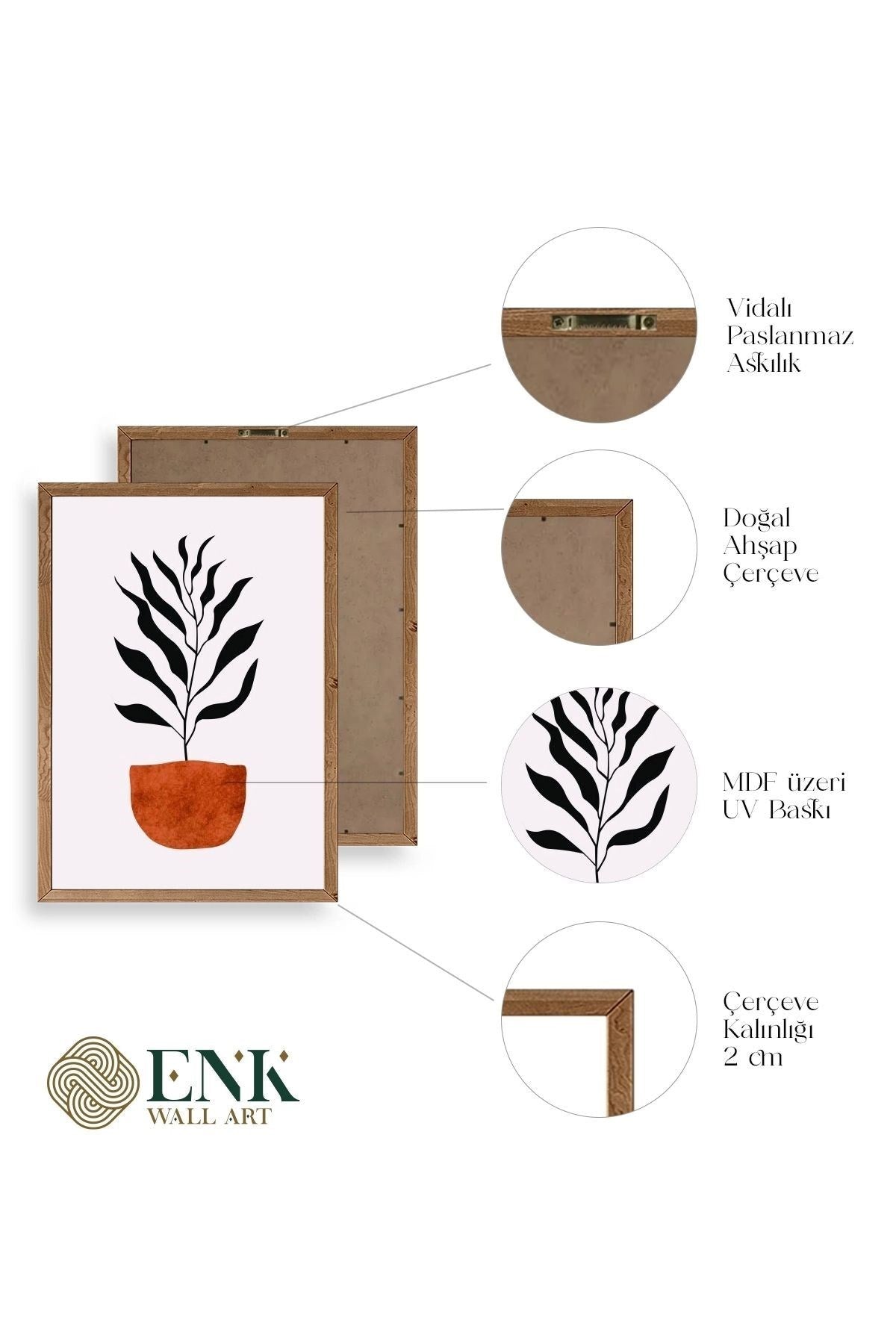 Saksı Ahşap Çerçeveli Tablo 17 x 23