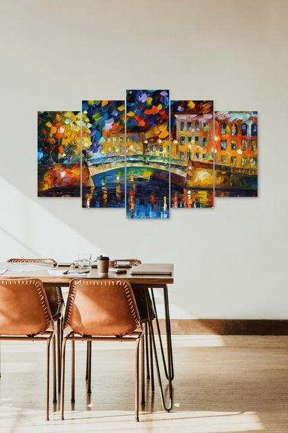 Sonbahar Manzarası 5 Parçalı Mdf Tablo 60 x 100