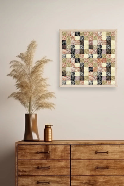 Soyut Ahşap Çerçeveli Tablo 42 x 42